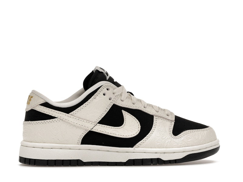 Nike Dunk Low Embossed Black Sail Womens - Black/Sail/Metallic Gold/Sail - IF3944-001 - 36